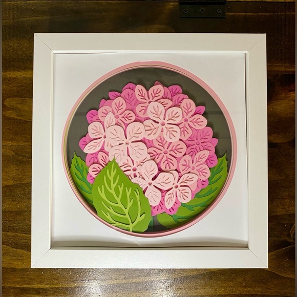 3D Pink Hydrangea Shadowbox - Picture 6 of 9